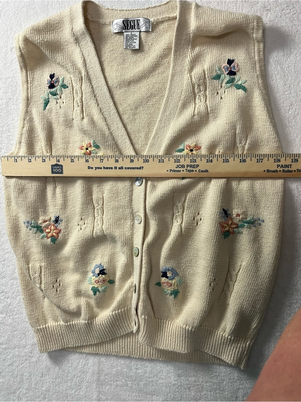 Vintage Segue Floral Embroidered Cardigan Sweater Grandma Core Cottagecore Large - Picture 6 of 7